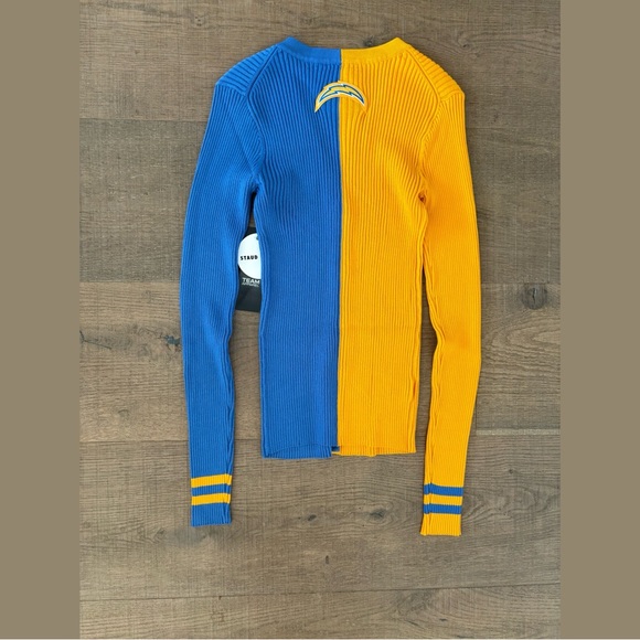 staud new nwt nfl chargers ribbed button down shirt - Picture 3 of 8